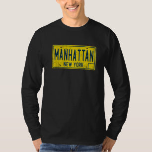 Manhattan New York NY Retro USA buurtlicentie T-shirt