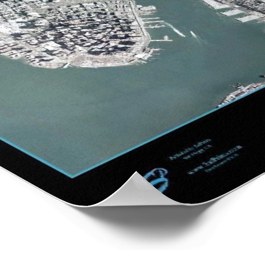Manhattan, New York (NY) van ruimtesatellietpost Poster (Hoek)