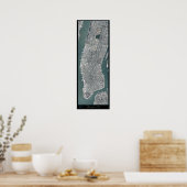 Manhattan, New York (NY) van ruimtesatellietpost Poster (Keuken)