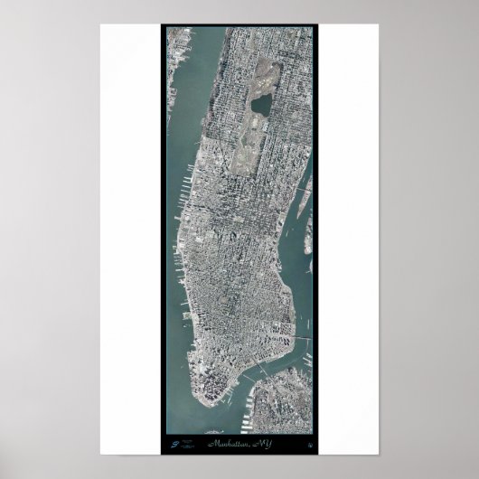 Manhattan, New York (NY) van ruimtesatellietpost Poster (Voorkant)