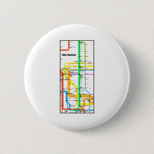 Manhattan New York Nyc Metrokaart Retro Railtransp Ronde Button 5,7 Cm