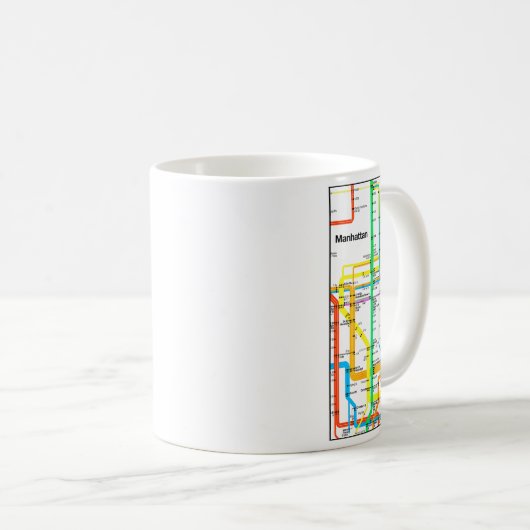 Manhattan New York Nyc Subway Map Retro Rail Trans Koffiemok (Voorkant rechts)