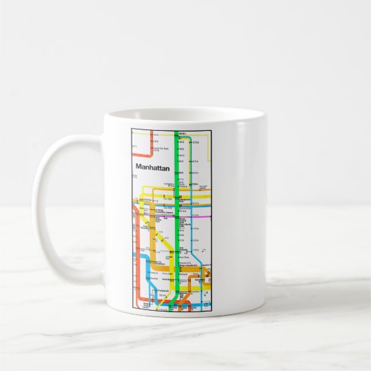 Manhattan New York Nyc Subway Map Retro Rail Trans Koffiemok (Links)