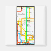 Manhattan New York Nyc Subway Map Retro Rail Trans Magneet (Voorkant)