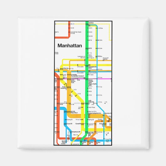 Manhattan New York Nyc Subway Map Retro Rail Trans Magneet (Voorkant)
