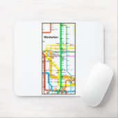 Manhattan New York Nyc Subway Map Retro Rail Trans Muismat (Met muis)