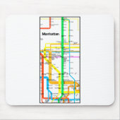 Manhattan New York Nyc Subway Map Retro Rail Trans Muismat (Voorkant)