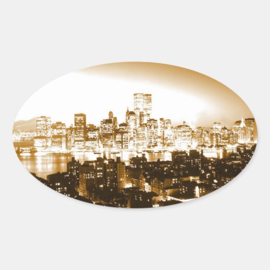 Manhattan New York Oval Sticker (Voorkant)