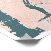 Manhattan New York Pink and Blue Cute Script Stree Poster (Hoek)