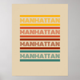 Manhattan New York, Retro Design Poster