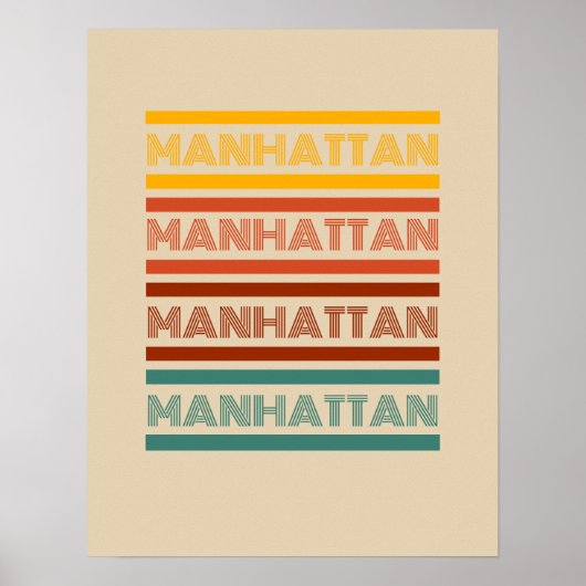 Manhattan New York, Retro Design Poster (Voorkant)