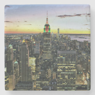 Manhattan New York 's nachts Stenen Onderzetter