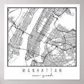 Manhattan New York Street Map Poster (Voorkant)