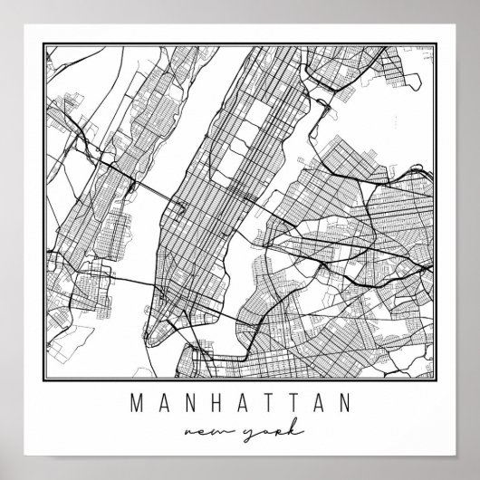 Manhattan New York Street Map Poster (Voorkant)