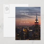 Manhattan New York Sunset Wedding Save the Date Aankondigingskaart (Voorkant / Achterkant)
