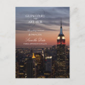 Manhattan New York Sunset Wedding Save the Date Aankondigingskaart (Voorkant)