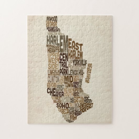Manhattan New York Typografiekaart Legpuzzel (Verticaal)