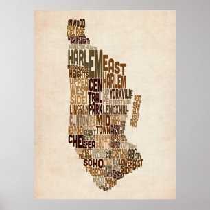 Manhattan New York Typografiekaart Poster