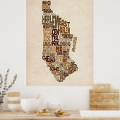 Manhattan New York Typografiekaart Poster (Keuken)