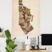 Manhattan New York Typografiekaart Poster (Thuiskantoor)