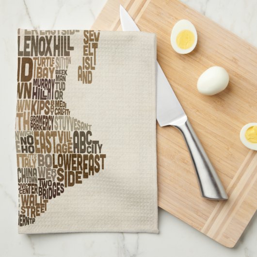 Manhattan New York Typografiekaart Theedoek (Quarter Fold)