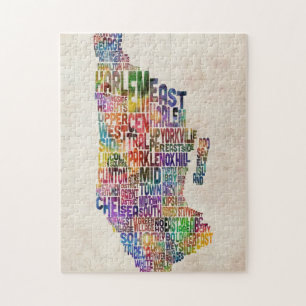 Manhattan New York Typografische Map Legpuzzel