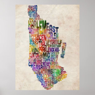 Manhattan New York Typografische Map Poster