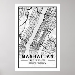 Manhattan New York USA Cities Travel City Map Poster