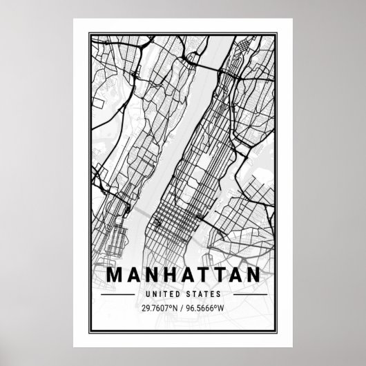 Manhattan New York USA Cities Travel City Map Poster (Voorkant)