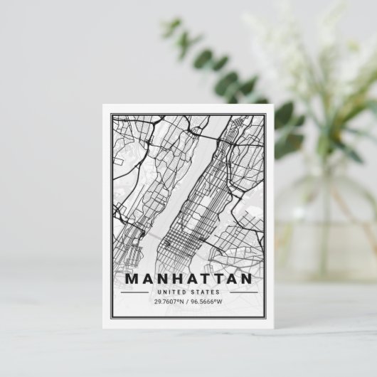 Manhattan New York USA Travel City Map Briefkaart (Staand voorkant)