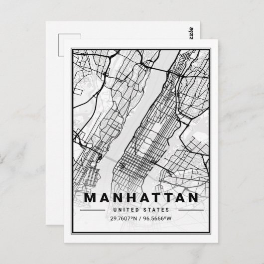 Manhattan New York USA Travel City Map Briefkaart (Voorkant / Achterkant)