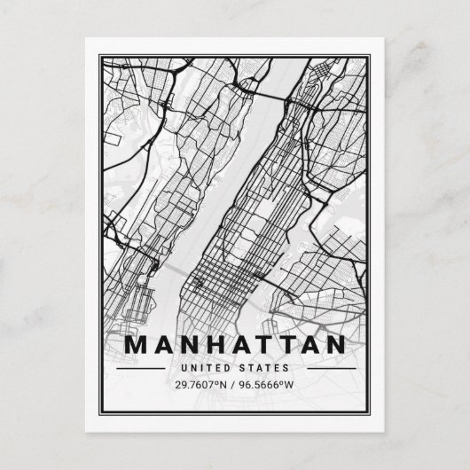 Manhattan New York USA Travel City Map Briefkaart (Voorkant)