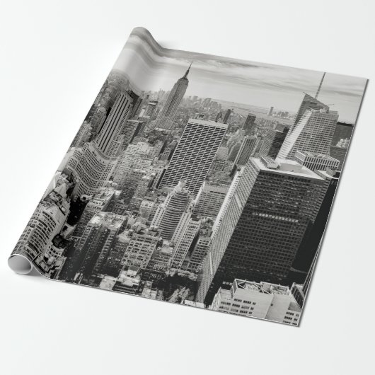 Manhattan, New York (zwart-wit panorama) Cadeaupapier (Uitgerold)