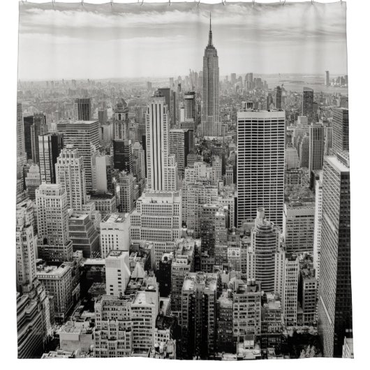 Manhattan, New York (zwart-wit panorama) Douchegordijn (Voorkant)
