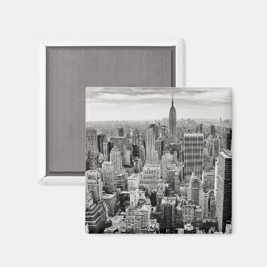 Manhattan, New York (zwart-wit panorama) Magneet (Voorkant / Achterkant)
