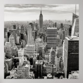 Manhattan, New York (zwart-wit panorama) Poster (Voorkant)