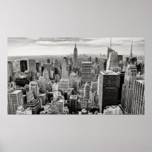 Manhattan, New York (zwart-wit panorama) Poster