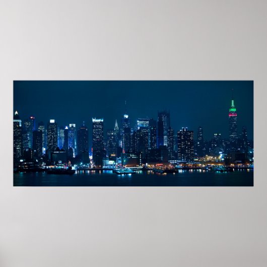 Manhattan Night Panorama Poster (Voorkant)