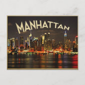 Manhattan Night Skyline Briefkaart (Voorkant)