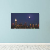 Manhattan Night Skyline Impressionist Canvas Afdruk (Insitu (Houten vloer))