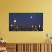 Manhattan Night Skyline Impressionist Canvas Afdruk (Insitu (Woonkamer))