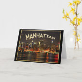 Manhattan Night Skyline Kaart (Gele Bloem)