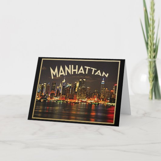 Manhattan Night Skyline Kaart (Voorkant)