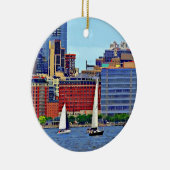 Manhattan NY - Drie vaten van Manhattan Skyline Keramisch Ornament (Rechts)