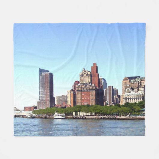 Manhattan NY - Manhattan Skyline op een heldere da Fleece Deken (Voorkant (Horizontaal))