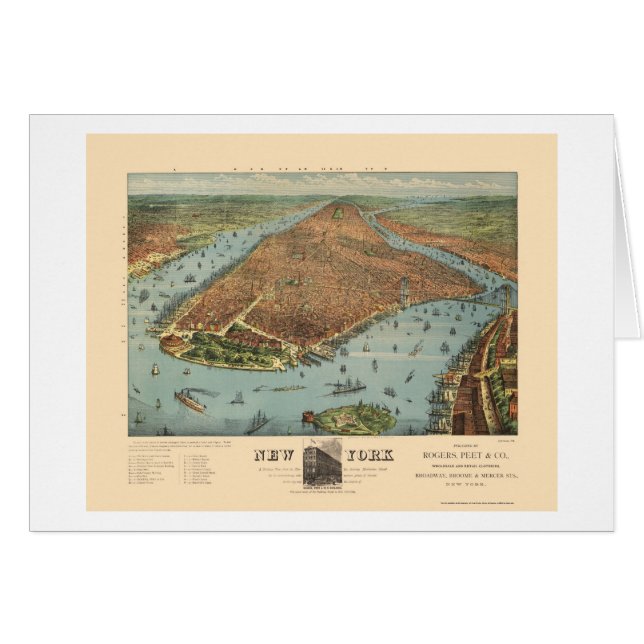 Manhattan, NY Panoramic Map - 1879 (Voorkant Horizontaal)