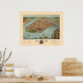 Manhattan, NY Panoramic Map - 1879 Poster (Keuken)