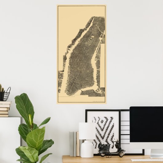Manhattan, NY Panoramic Map - 1900 Poster (Thuiskantoor)