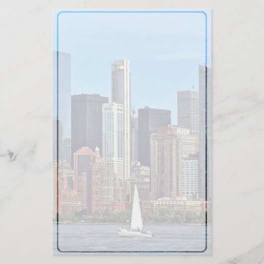 Manhattan NY - Zeilboot door Manhattan Skyline Briefpapier (Voorkant)