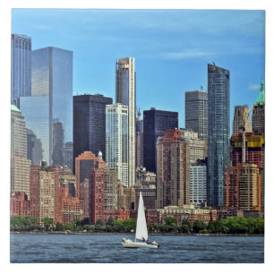 Manhattan NY - Zeilboot door Manhattan Skyline Tegeltje